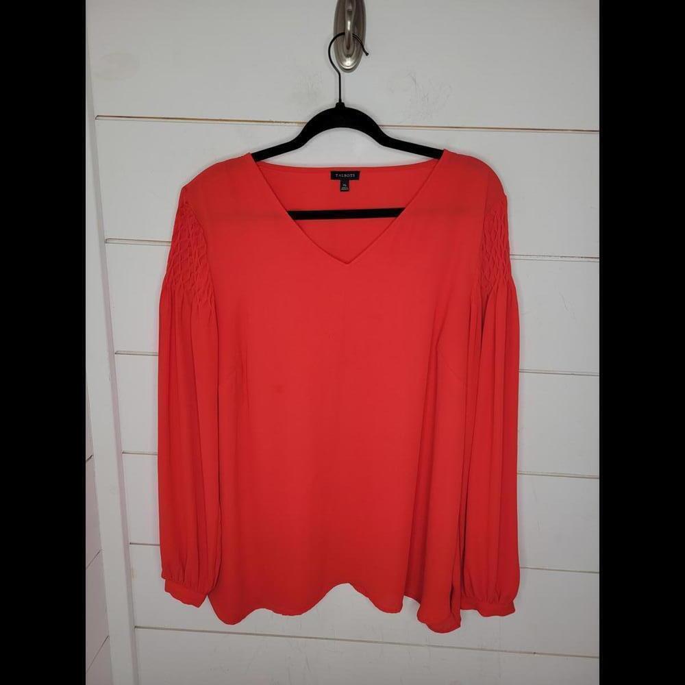 Talbots XL red v neck blouse